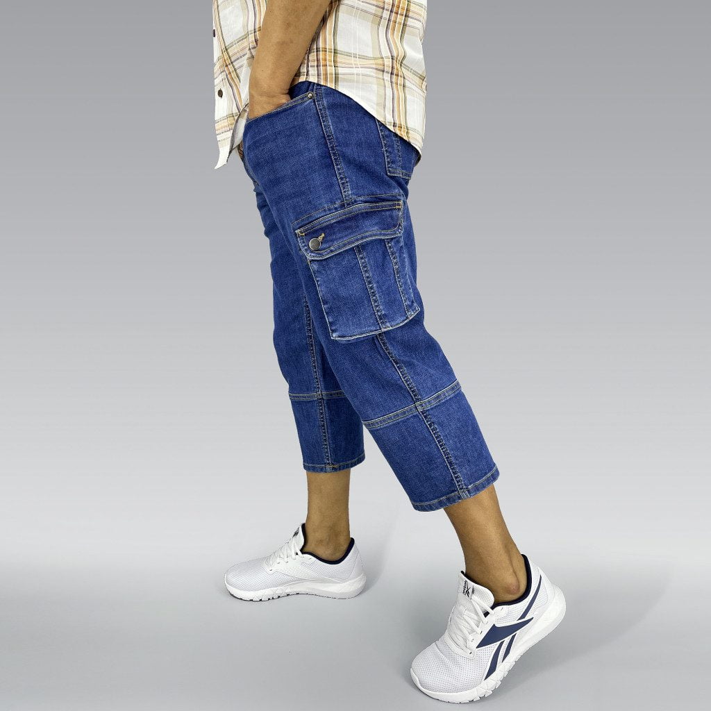 Pacific Blue Stretch Denim - Men's Sunnah 4/5 Length Pants image 4