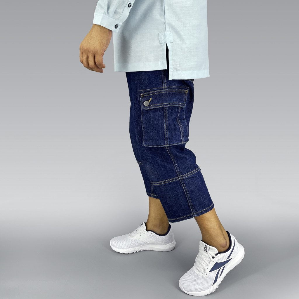 Indigo Stretch Denim - Men's Sunnah 4/5 Length Pants image 2