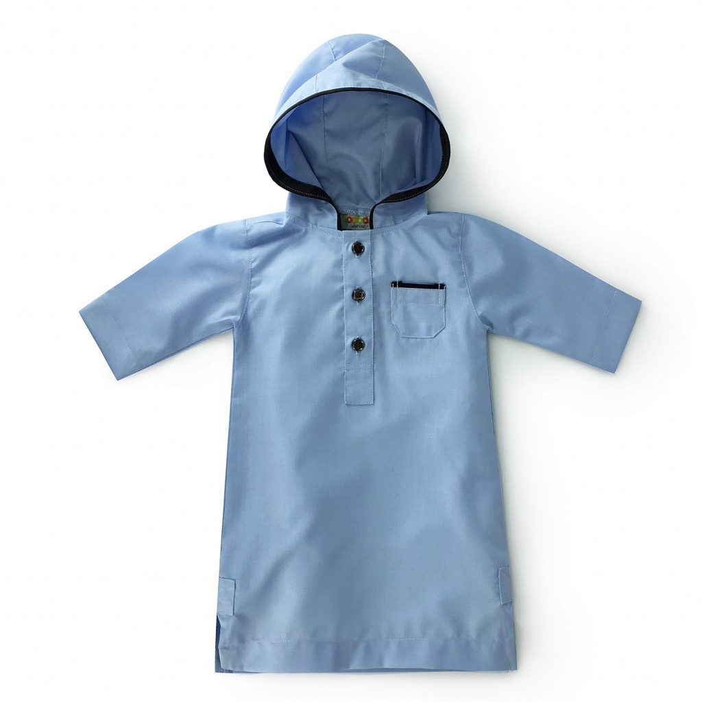Newborn / Baby Boy Hooded Jubah - Sky Blue image 0