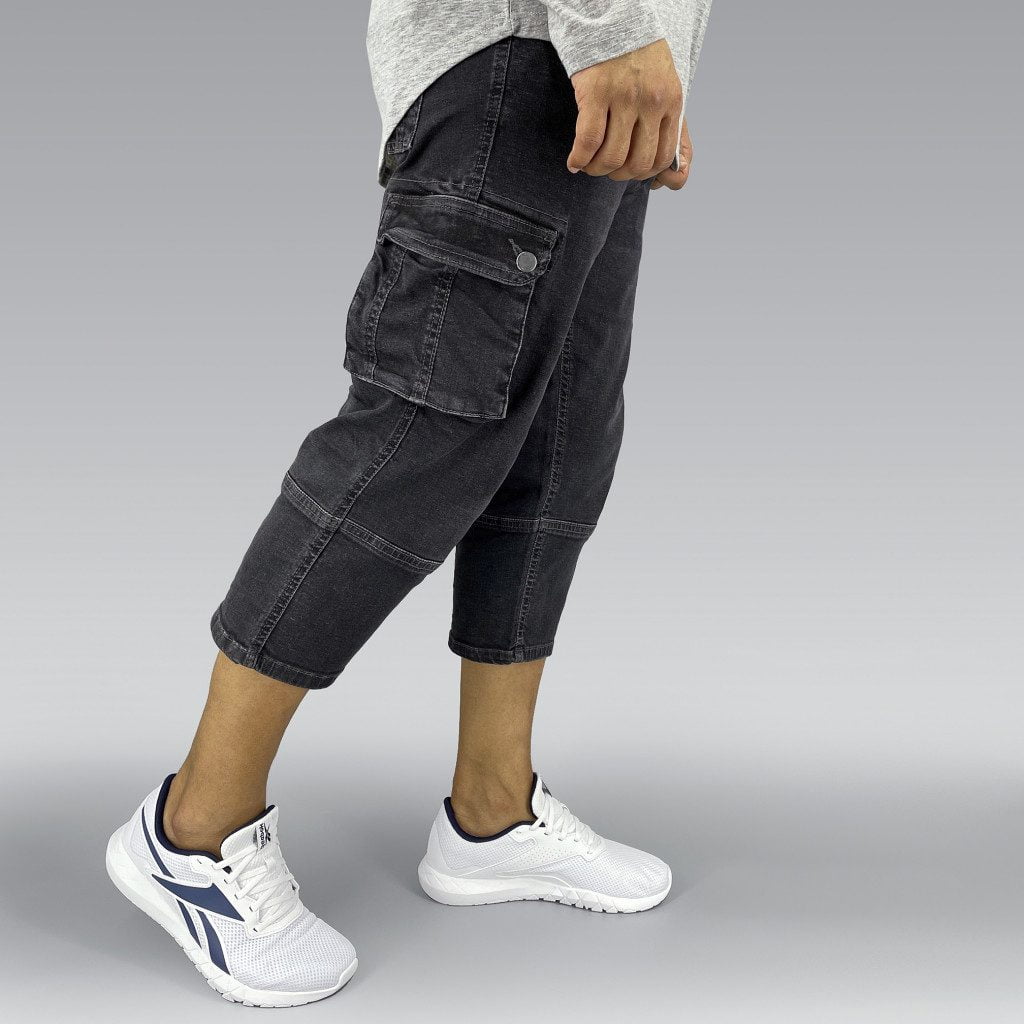 Black Stretch Denim - Men's Sunnah 4/5 Length Pants image 2