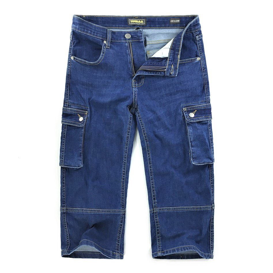 Pacific Blue Stretch Denim - Men's Sunnah 4/5 Length Pants image 0