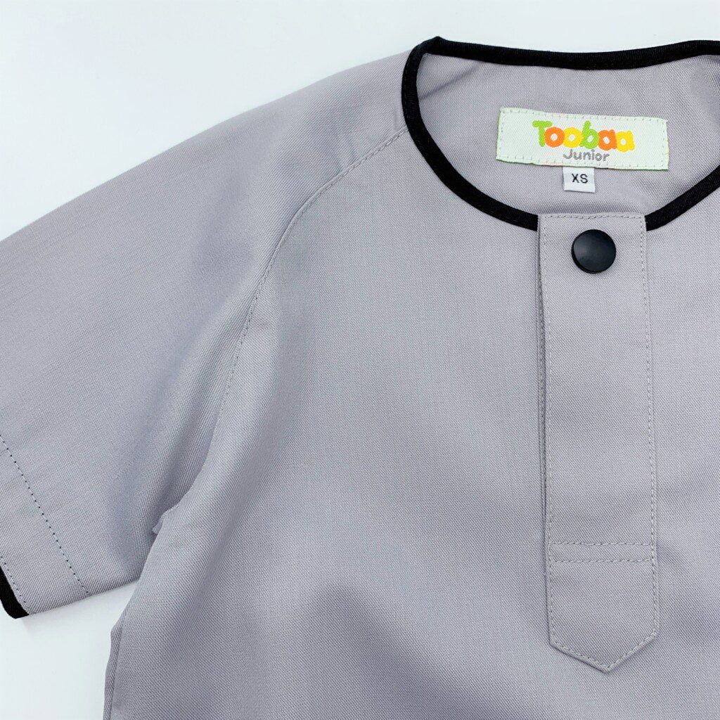 Rais Sterling Grey - Boys Short Sleeve Jubah image 1