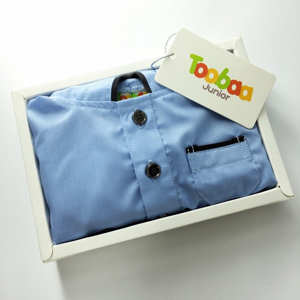 Newborn / Baby Boy Hooded Jubah - Sky Blue image 1