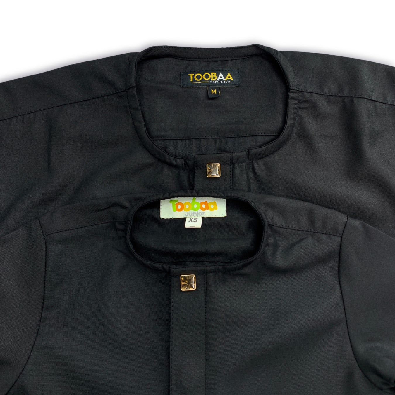 Black garment with 'TOOBAA' branding on a white background