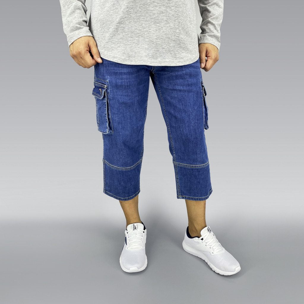 Pacific Blue Stretch Denim - Men's Sunnah 4/5 Length Pants image 2