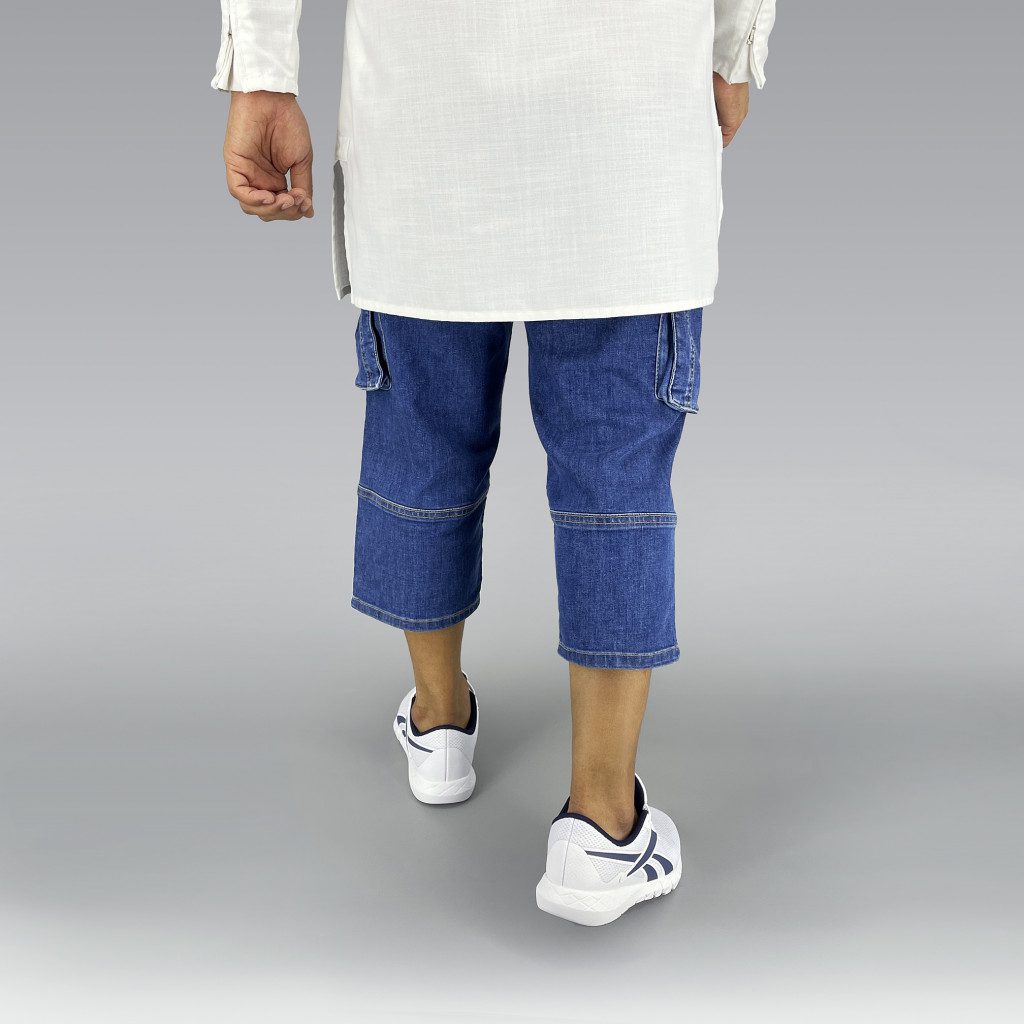 Pacific Blue Stretch Denim - Men's Sunnah 4/5 Length Pants image 3