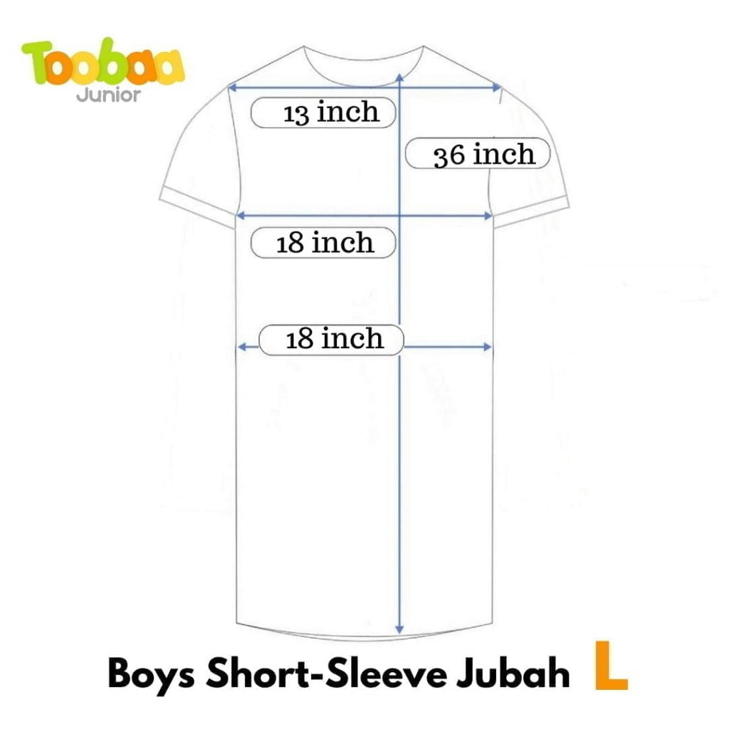 Size Charts - Boys Short-Sleeve Jubah