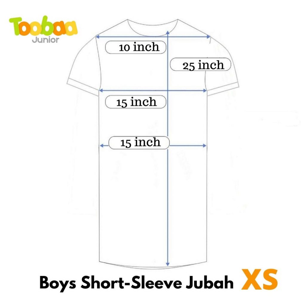 Size Charts - Boys Short-Sleeve Jubah