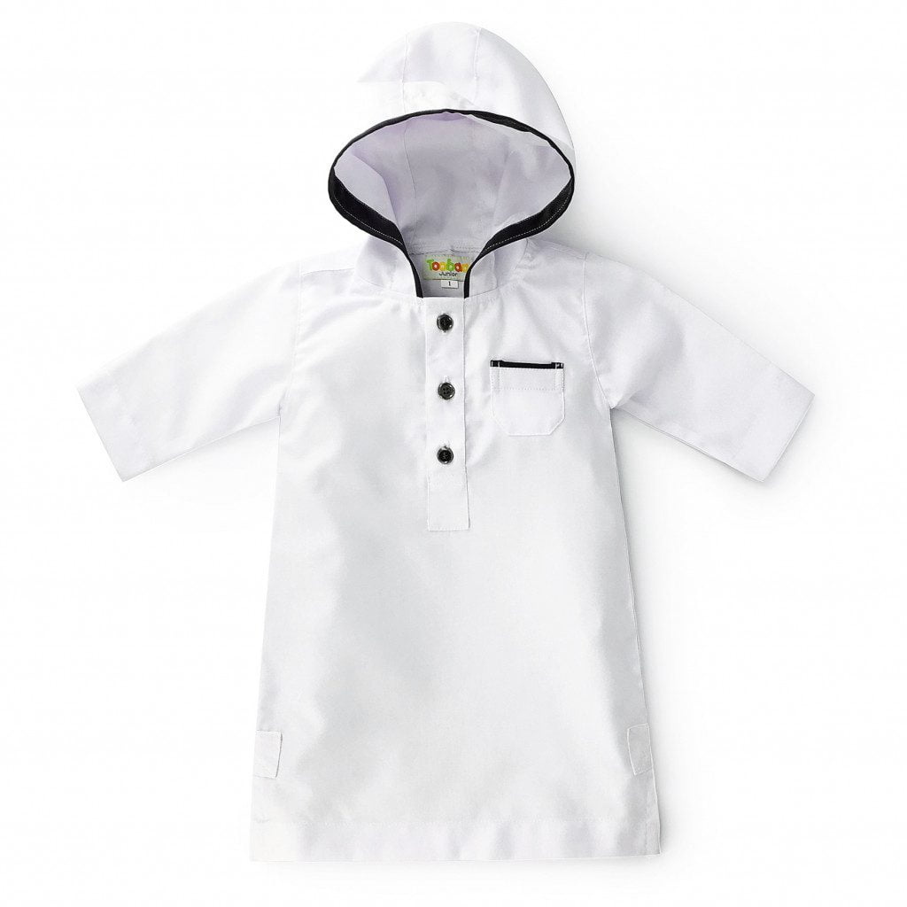 Pure White Baby Hooded Jubah 1
